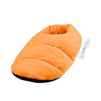 EnjoCho 2 in 1 Electric Heated Foot Warmer Cosy Unisex Velvet Feet Heated Foot Warmer Massager Big Slipper Foot Heat Warm Massage Shoes (Orange)