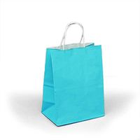 Blue Paper Shopping Bags | Quantity: 25 | Width: 5 1/2" Gusset - 3 1/4"