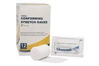 Conforming Stretch Gauze 2". Case of 96 Light Conforming Bandages. Rayon/Poly Knitted Stretch Gauze. Sterile Bandages. Comfortable and Gentle Pressure. Latex-Free.