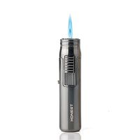 QIMEI Mini Jet Lighter Zinc Alloy Torch Lighter with Flame Lock Gas Refillable Windproof Turbo Flames Lighter for Cigar Pipe Cigarette (Gas Not Included) (Pocket Jet Lighter Black)