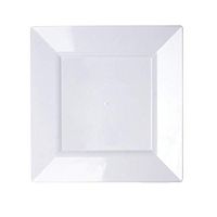 BalsaCircle 30 pcs 8-Inch White Plastic Square Plates - Disposable Wedding Party Catering Tableware