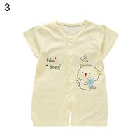 Ugthe Infant Clothing Fashion Summer Baby Unisex Short Sleeve Romper Breathable Thin Onesie Bodysuit - Yellow 66 Cat