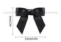 Black Gift Bows,Twist Tie Bows for Bakery Candy Lollipop Cello Bag(50 Pack)