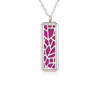 Nadiho Essential Oil Diffuser Necklace, Rectangle Aromatherapy Diffuser Locket Stainless Steel Pendant with 10 Shiny Felt Pads (Geometric)