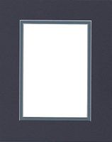 Pack of (2) 18x24 Double Acid Free White Core Picture Mats Cut for 13x19 Pictures in Navy Blue and Slate Blue