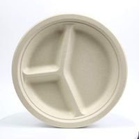 Total Papers, 10" Three Compartment Plate, 100 per case. Environmentally Responsible 100% Biodegradable, Compostable Wheat Straw Fiber (NOT White Color Bagasse, NOT Bleached) Tree Free