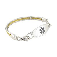 N Style ID Women's Golden Gate Stainless Steel Cable Personalized Medical Alert Bracelet - Black - 7.25