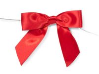6ct. Pre-Tied RED 3" Satin Gift Bows Wire Ties Ready-to-Use 7/8" Ribbon nfLG -1382
