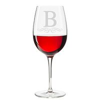 Classic Elegance Initial Engraved 18 oz Wine Glass, Letter B