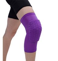 DJG Basketball Knee Pads, Honeycomb Basketball Shockproof Breathable Short Knee Pads Outdoor Running Fitness Professional Sports Knee Pads(2pack),Purple,XS