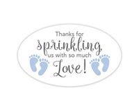 Oval Baby Shower Stickers, Thanks for Showering us, Girl Boy and Gender Neutral Shower Stickers (#681-2-BG-OV)