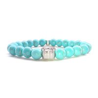 Blue Turquoise Gemstone Agate Bracelet Paw Nature Reiki Stone Relationship Mala Beads Strand Yoga Healing Bangle