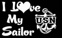 Chase Grace Studio I Love My Sailor US Navy Military Wife Girlfriend Vinyl Decal Sticker|White|Cars Trucks SUV Laptop Wall Art|5.5" X 4"|CSG199