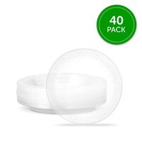 Plasticpro 7'' inch Premium Heavy Weight Crystal Clear Disposable Plastic Party Plate Pack of 40