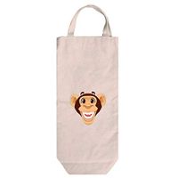 Monkey Head Funny Cotton Canvas Wine Bag Tote With Handles Wine Bag Natural