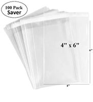 100 Pcs of Ultra Clear Resealable Cello/Cellophane Bags Great for Bakery, Candle, Soap, Cookie, Greeting Cards, and More by CuteBoxCo (4" x 6")