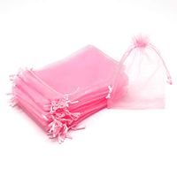 Dealglad 50pcs Drawstring Organza Jewelry Candy Pouch Christmas Wedding Party Favor Gift Bags (4x6", Pink)