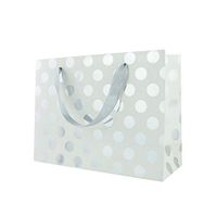 FOONEA 12 Pack Silver Polka Dots Bags with Handle for Bridesmaid, Wedding, Christmas, Holiday, Birthday, Party Favor and Graduation Presents, Silver Gift Wrap Bags