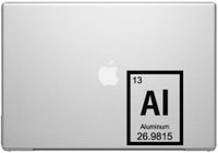 Aluminum Periodic Element Science Macbook Car Tablet Art - Black Vinyl Decal for 13" Macbook