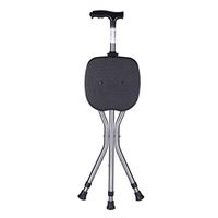 Walking Stick Foldable Walking Crutch LED Light Flat Folding Seat Stick with Ergonomic Handle 5 Adjustable Height Levels for Men or Women Arthritis Seniors Disabled and Elderly Mobility Cane with 3 Le