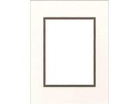 PA Framing Double Photo Mat Board, Pre-Cut Framing Mat - Cream Core, Antique White/Chestnut, 9"x12" (Frame), 6"x8" (Photo)