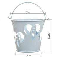 ShineBear 1PCS Hollow Mini Metal Bucket Tin Candy Box Barrel Wedding Favor Box Flower Pot Wedding Party Souvenirs Sundries Toys Organizer - (Color: Blue)