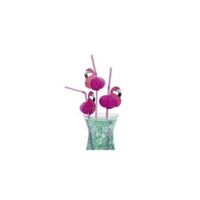 24 FLAMINGO Straws - LUAU PARTY Table DECOR - Cardboard - Tissue Flexi-straws - 2 DOZEN Tropical Drinks