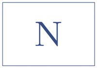 Entertaining with Caspari Embossed Navy Initial-N Blank Notecards, Box of 8