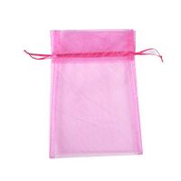 Texplus 100Pcs Drawstring Organza Gift Candy Jewelry Party Pouch Bags (Fuchsia, 6"Wx8"L)