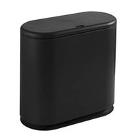 Fityle Pressing Type Trash Can Household Garbage Bin Box Oval Plastic Dustbin 9L - Black