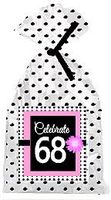 CakeSupplyShop Item#PGB-069 Happy 68th Birthday Pink w. Black Polka Dot Party Favor Bags with Ties -12pk