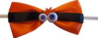 BAYWIND LTD; Orange & Black Halloween Twist Tie Bow with Eyeball Button- (H218) 25 pc