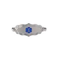 Divoti Custom Engraved 316L Medical ID Tags - Victorian Art Deco Womens Medical ID Tag for Bracelet - Horizontally Connect - TP Blue