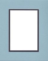 22x28 Double Acid Free White Core Picture Mats Cut for 18x24 Pictures in Sheer Blue and Navy Blue