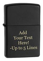 Black Matte Zippo Outdoor Indoor Windproof Lighter Custom Personalized Engraved Message Engraving on Front