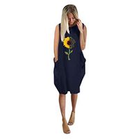 Amlaiworld Women Plus Size Dress Jumper Ladies Oversized Baggy Long Sleeve Pocket Pullover Mini Dress Navy