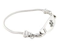 Women's Medical Alert ID Bracelet - Beaded Pan-Dorra Type, Custom Engraving Included - Black, Size 8.25