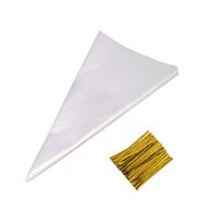 Cone Bag 200 PCS Clear Cello Treat Bags Popcorn Bags 6.3 by 12.2 Inch Triangle Goody Bags with Twist Ties for Candies Handmade Cookies (200 Small)