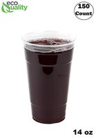 Clear Plastic Disposable Cups | 14 oz Cups, 150 Pack | Crystal Clear PET Cup | Cold Smoothie | Iced Coffee Go Cups | Ideal for Coffee, Parfait, Juice, Soda, Cocktail, Party Cups (14oz, 150 count)