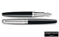 Caran D'ache Leman Bicolor Black silver plated/rhodium Medium Point Fountain Pen - CA-4799289