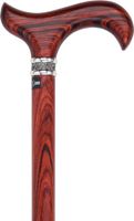 Royal Canes Exotic Cocobolo Wood Derby Walking Cane w/Pewter Rose Collar