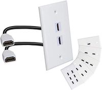 2 Ports 4K HDMI Wall Plate Outlet Cover with 6 Inch Female to Female High Speed HDMI Pigtail Cable for Video Game Systems,TV Boxes or Other HDMI/Ethernet Channel-Enabled Devices, White