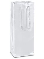 Brilliant Bag Co - 10 Pack - High Gloss Wine Bags - 5" x 3 1/2"x 13 1/4" - Gift and Party Bag with Handles for Wine, Hard Liquor and Champagne Bottles (White)