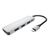 USB C Adapter with 4-Ports USB3.0 and Type c PD Charging Port,5 in 1 to Book pro 2016/2017/2018 and Windows laptops(Silver)