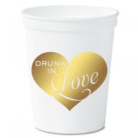 Drunk in Love White Stadium Cups - Set of 10, 16 oz. plastic cups, Dishwasher Safe, Reusable,"Drunk in Love" Party Cup, Bachelor, Bachelorette & Wedding Party Supplies