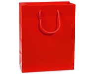 Medium Size Gloss Paper Gift Bags with Handle 8" X 4" X 10" (12) (Red)