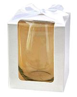 Gift Box for 9 Stemless Wine Glass (White w Satin Ribbon, Set of 10)