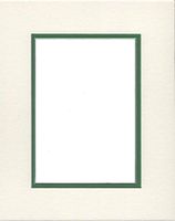 24x36 Double Acid Free White Core Picture Mats Cut for 20x30 Pictures in Cream and Bright Green