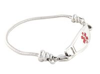 Women's Medical Alert ID Bracelet - Beaded Pan-Dorra Type, Custom Engraving Included - Red, Size 7.75