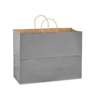 Gray Bags, Extra Large Kraft Paper Gift Wrap Shopping Bags, (Vogue Size 16W x 12H x 6), 25 Bags, Made in USA